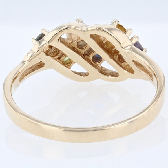 Vintage 10K Yellow Gold 6-Gemstone Mother's Birthstone Band Ring - Picture 4 of 4